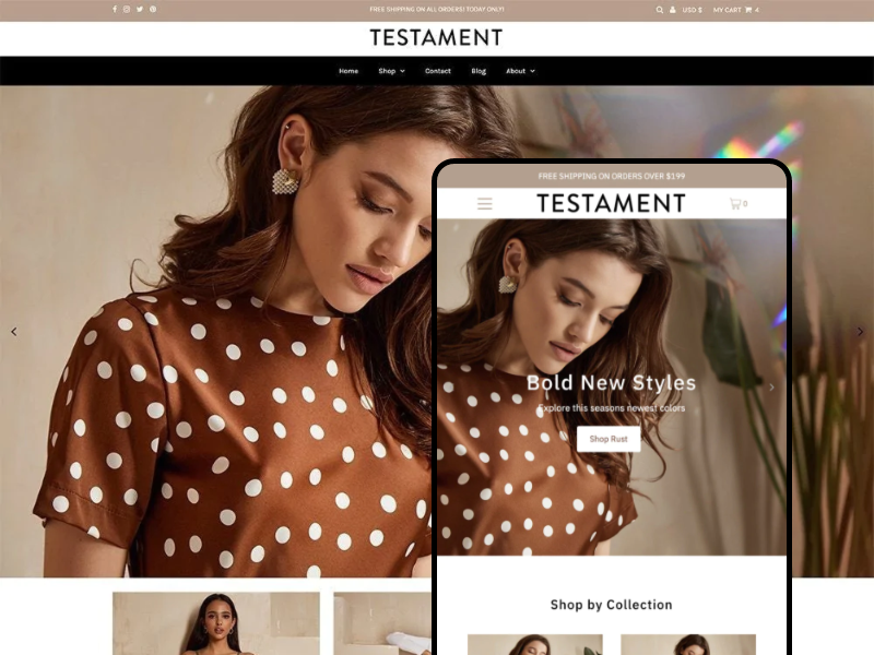 Shopify官方主题-Testament-服装、化妆品、泳装、包包