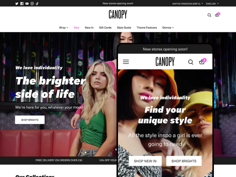 Shopify官方主题-Canopy-服装、食品、化妆品