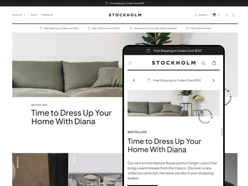 Shopify官方主题-Stockholm-家居、化妆品、服装