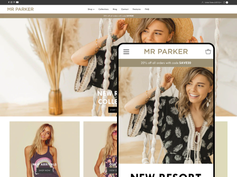 Shopify官方主题-Mr Parker-服装、家居、瑜伽