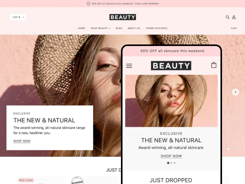 Shopify官方主题-Blockshop-化妆品、食品、泳装